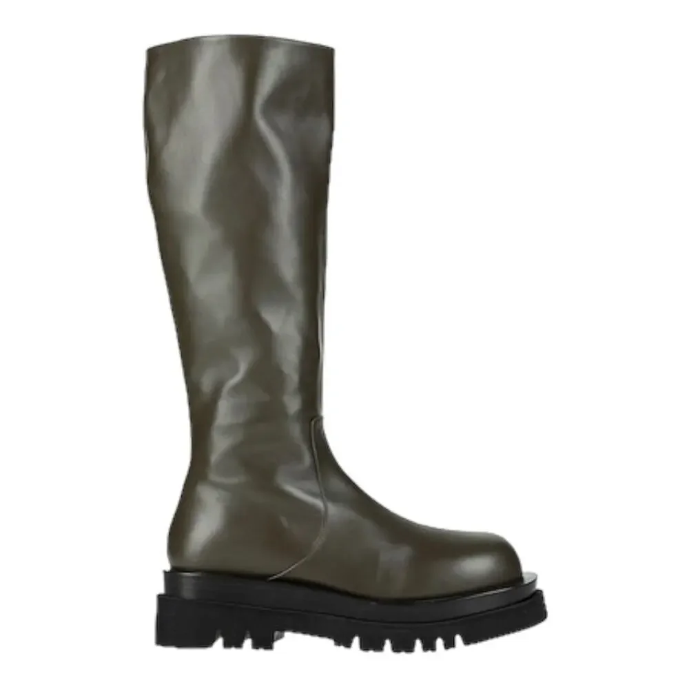 Jeffrey Campbell Tanked Knee High Lug Sole Dark Green Platform Boots Size 8.5